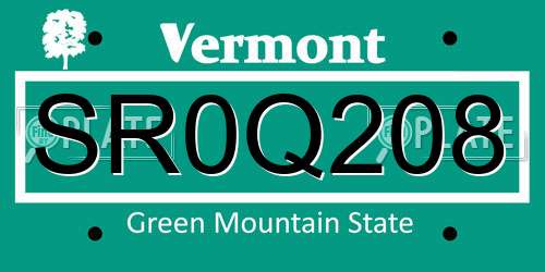 SR0Q208 Vermont License Plate