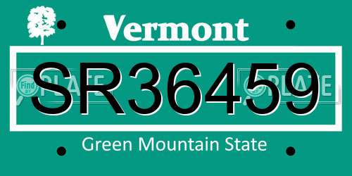 SR36459 Vermont License Plate