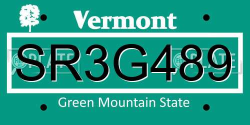 SR3G489 Vermont License Plate