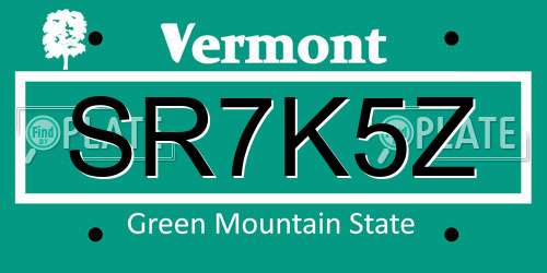 SR7K5Z Vermont License Plate