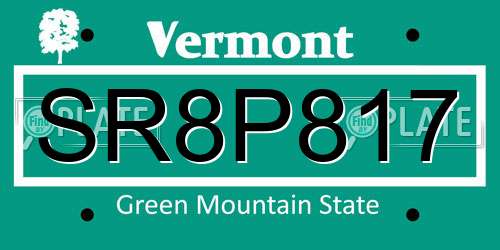 SR8P817 Vermont License Plate