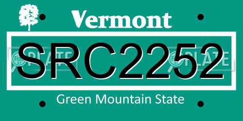 SRC2252 Vermont License Plate