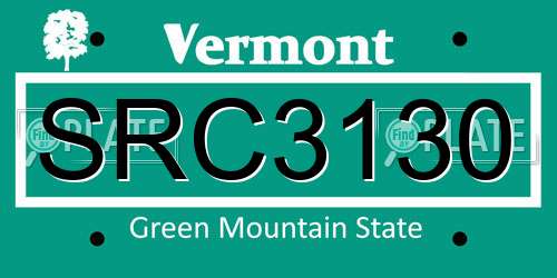 SRC3130 Vermont License Plate