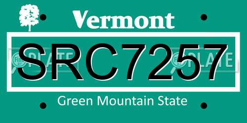 SRC7257 Vermont License Plate
