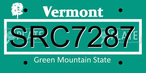 SRC7287 Vermont License Plate