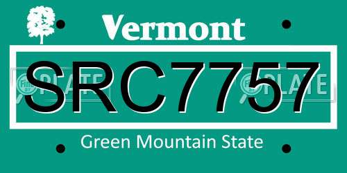 SRC7757 Vermont License Plate