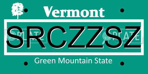 SRCZZSZ Vermont License Plate