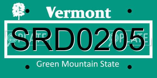 SRD0205 Vermont License Plate