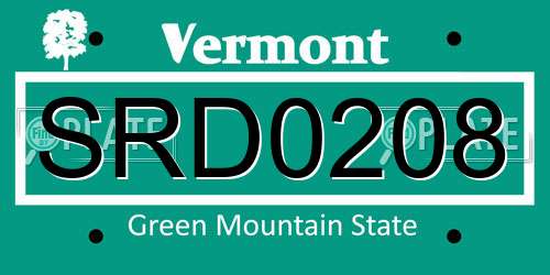 SRD0208 Vermont License Plate