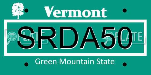 SRDA50 Vermont License Plate