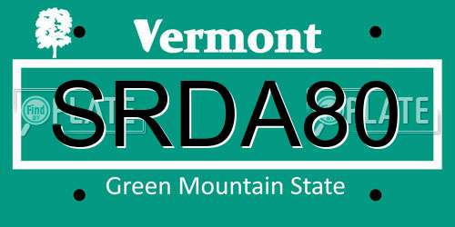 SRDA80 Vermont License Plate