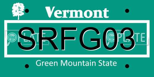 SRFG03 Vermont License Plate