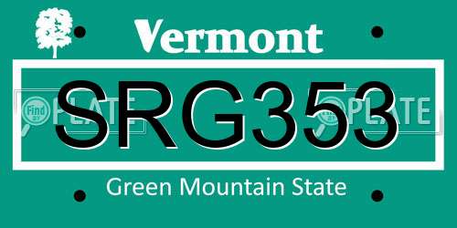 SRG353 Vermont License Plate