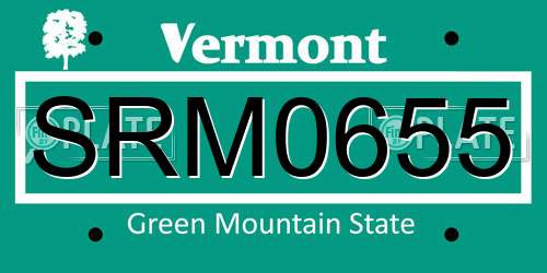 SRM0655 Vermont License Plate