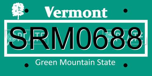 SRM0688 Vermont License Plate