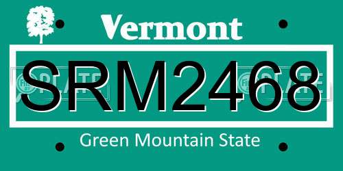 SRM2468 Vermont License Plate