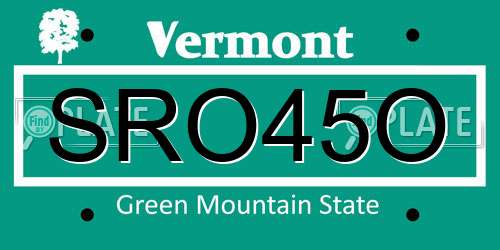 SRO45O Vermont License Plate