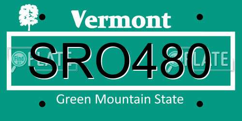 SRO480 Vermont License Plate