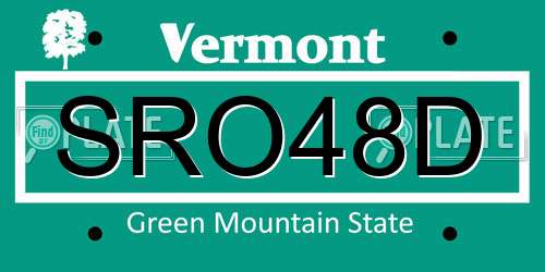 SRO48D Vermont License Plate