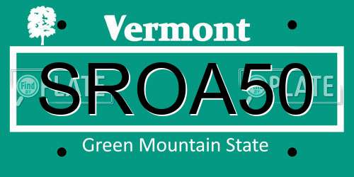SROA50 Vermont License Plate