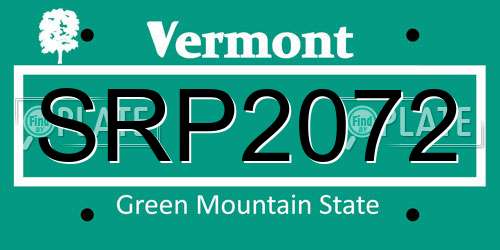 SRP2072 Vermont License Plate