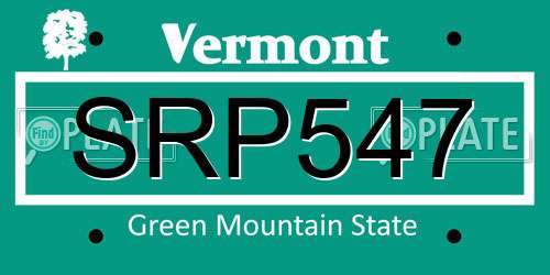 SRP547 Vermont License Plate