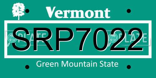 SRP7022 Vermont License Plate