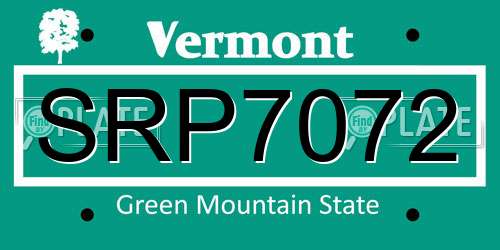 SRP7072 Vermont License Plate