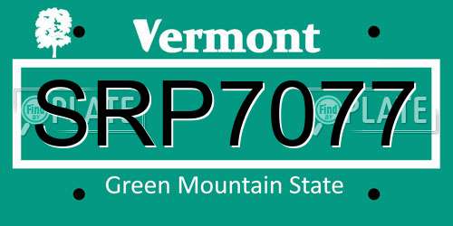 SRP7077 Vermont License Plate