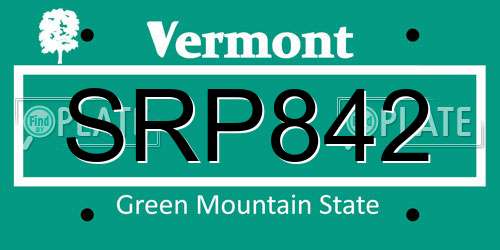 SRP842 Vermont License Plate