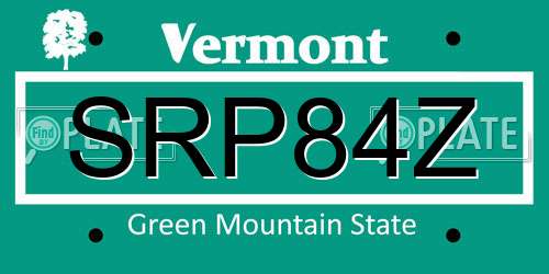 SRP84Z Vermont License Plate