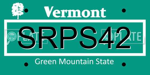 SRPS42 Vermont License Plate