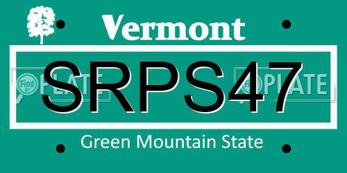 SRPS47 Vermont License Plate