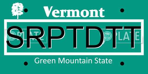 SRPTDTT Vermont License Plate