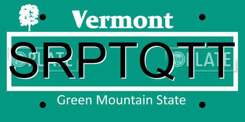 SRPTQTT Vermont License Plate