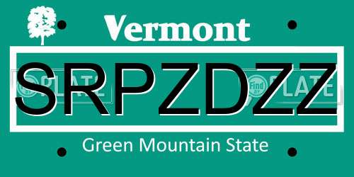 SRPZDZZ Vermont License Plate