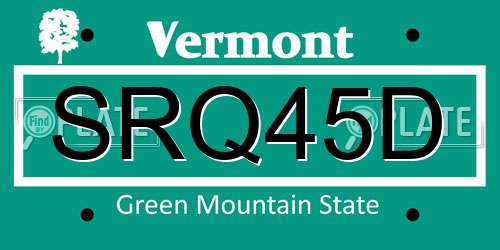 SRQ45D Vermont License Plate