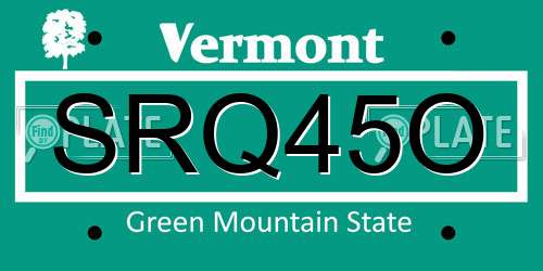 SRQ45O Vermont License Plate