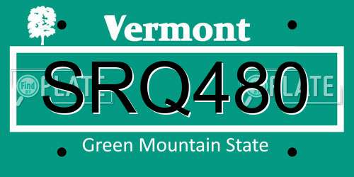 SRQ480 Vermont License Plate