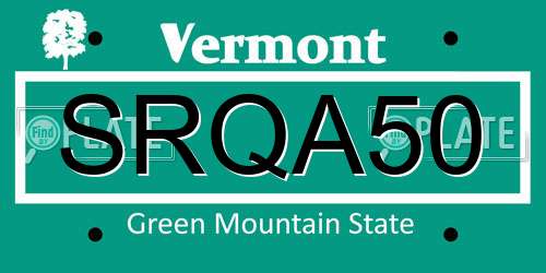 SRQA50 Vermont License Plate