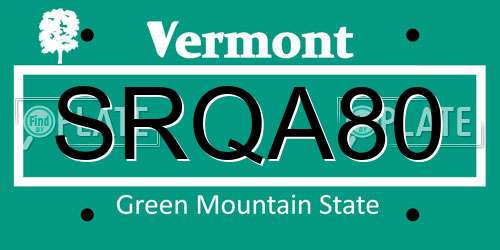 SRQA80 Vermont License Plate