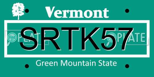 SRTK57 Vermont License Plate