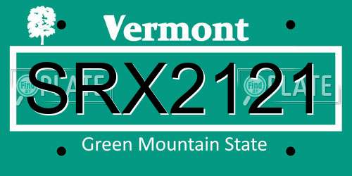 SRX2121 Vermont License Plate