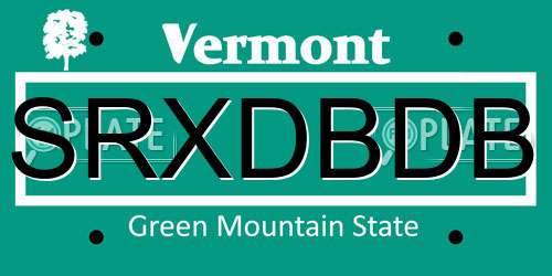 SRXDBDB Vermont License Plate
