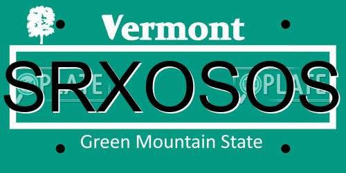 SRXOSOS Vermont License Plate