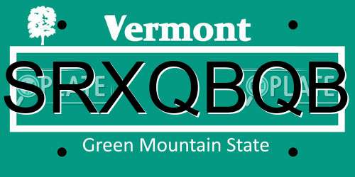 SRXQBQB Vermont License Plate