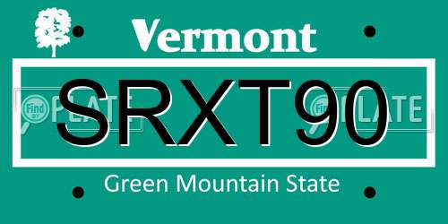SRXT90 Vermont License Plate