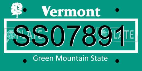 SS07891 Vermont License Plate