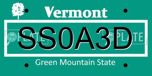 SS0A3D Vermont License Plate