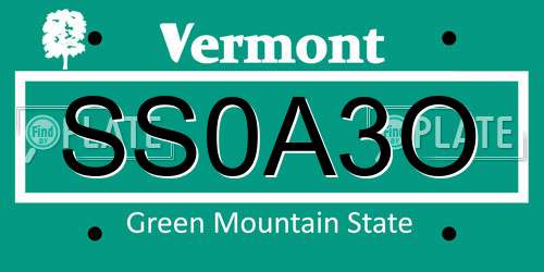 SS0A3O Vermont License Plate